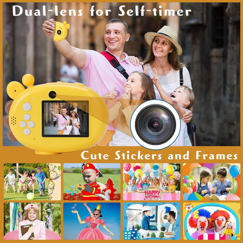 Instant Print Camera for Kids, 2.4 Inch HD Digital Video Camera, Selfie Camera for Age 3-12 with 32GB SD Card