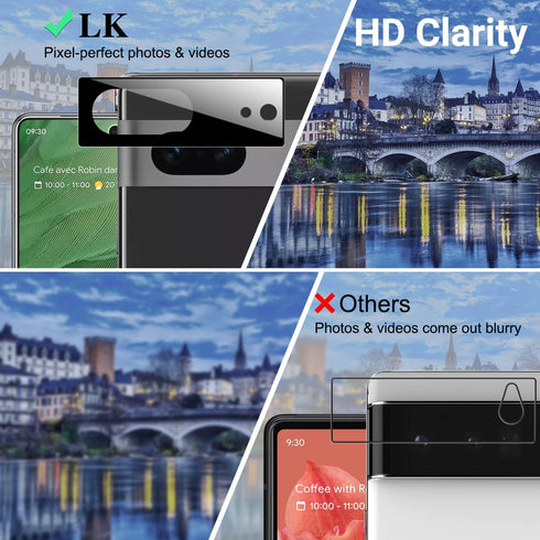 LK 3 Pack Screen Protector for Google Pixel 7 with 2 Pack Camera Lens Protector, 9H Tempered Glass, Fingerprint Unlock