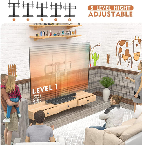 Universal Swivel TV Stand/Base for 40 to 86 inch TVs, 110 Degree Swivel, 5 Level Height Adjustable