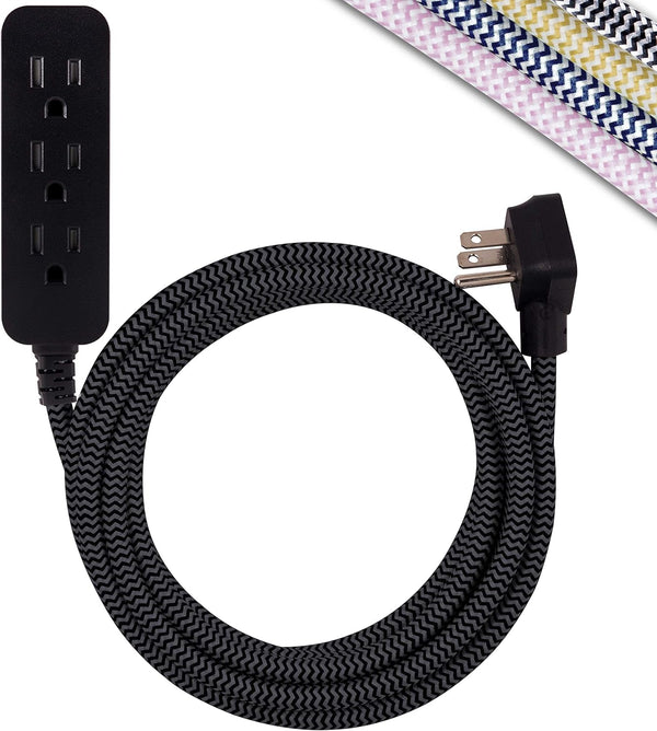 Cordinate 3 Outlet Power Strip Surge Protector Indoor Outdoor Extension Cord 16 Gauge 10 Ft Heavy Duty ETL-Listed Black