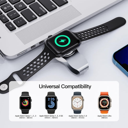 ???????????????? Compatible with Apple Watch Charger - Portable Magnetic Quick Charge for All Series-Ultra Series 9 8 7 SE 6 5 4 3 2 1 - Cableless Design - Fast Charging - Travel-Friendly (White)