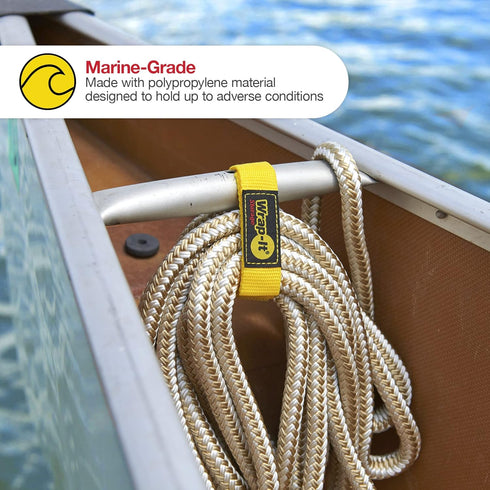 Quick-Straps by Wrap-It Storage - 12" (12 Pack) Yellow Extension Cord Holder for RV and Boat