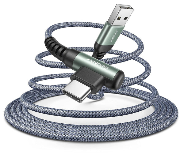 AINOPE 16.5FT USB C Fast Charging Cable, 3.1A, Right Angle, Durable Nylon Braided, Compatible with Galaxy S20/S10/S9/S8