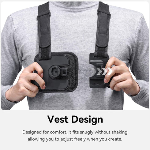 ULANZI Phone Chest Mount + Head Strap Mount for POV, Hands-Free Phone Holder Support for Vertical Shots, Chest and Head
