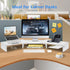 Dual Monitor Stand Riser for 2 Monitors, Adjustable Wooden Desktop Organizer Stand with Smartphone Holder, White