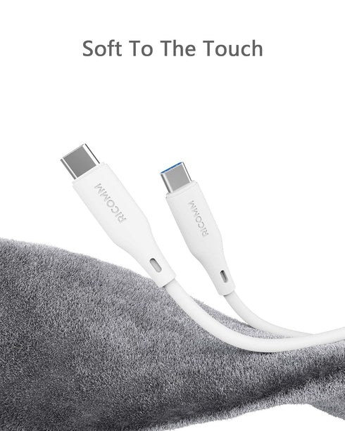 USB C to USB C Cable, 100W 6.8ft Soft Silicone Fast Charge for MacBook Pro 2022, iPad Pro, Samsung Galaxy
