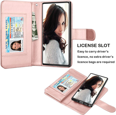 Njjex Wallet Case for Samsung Galaxy Note 10 - PU Leather ID Credit Holder Folio Flip with 9 Card Slots