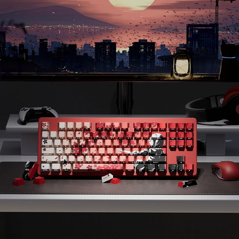 Shine Through PBT Keycaps, Double Shot Side Printed Keycaps, Cherry Profile Dye-Sub Key Caps, Japanese Anime Keycap Set