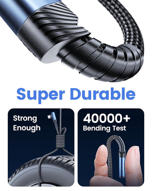 USB C Cable Right Angle, 2-Pack 1.6ft USB A to USB C Charger Cable 90 Degree Braided Fast Charging Cord for iPhone