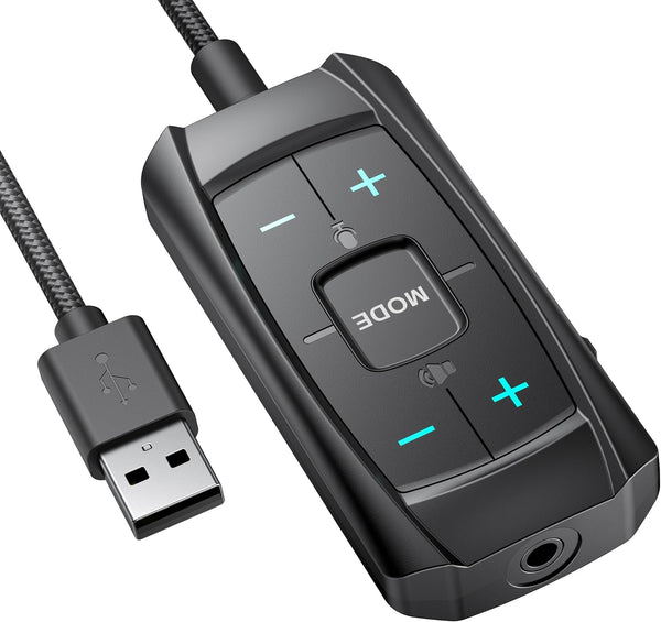 Inwa Aux to USB External Sound Card, USB to 3.5mm Jack Audio Adapter for PS5, PS4, PC, Switch, 7.1 Surround Sound