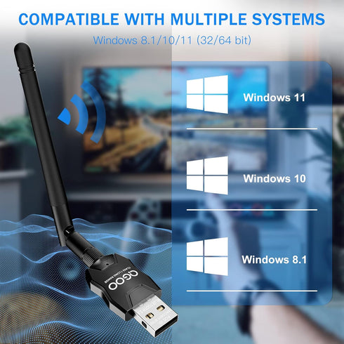 USB Bluetooth Adapter 5.3 for Desktop PC, Long Range Class 1 EDR Bluetooth Dongle Receiver for Laptop, Supports Windows