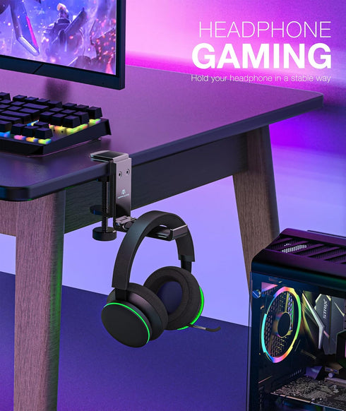 Foldable Headphone Stand Hanger Holder, Space-Saving Aluminum Soundbar Stand with Universal Fit for Gaming