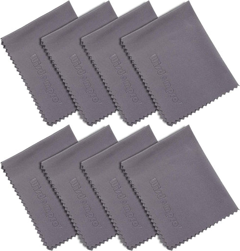 Wisdompro 8-Pack Microfiber Cleaning Cloth for Camera Lens, Glasses, and Electronics - Grey