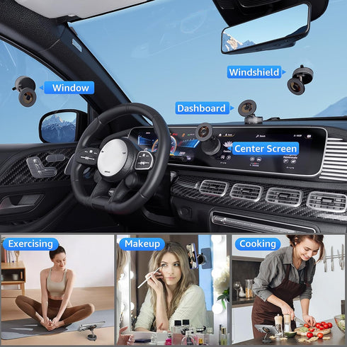 WLLNEE Car,360 Magsafe,92lbs Upgraded Vacuum Magnetic Phone Holder For Adjustable Suction Cup Phone Mount For Foldable