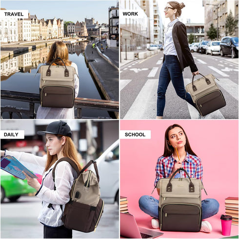 LOVEVOOK Laptop Backpack for Women - Fashion Travel Computer Bag with USB Port, Fits 17-Inch Laptop, Light