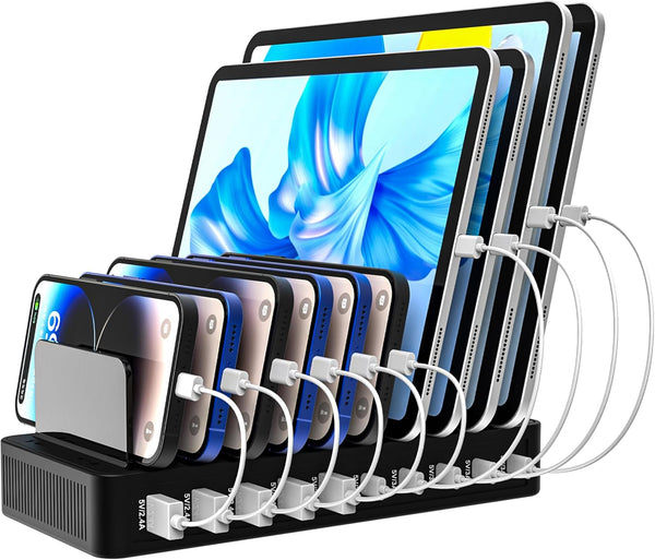 Haioulun 100W 10-Port Smart Charging Station | 5 USB-A & 5 USB-C Ports