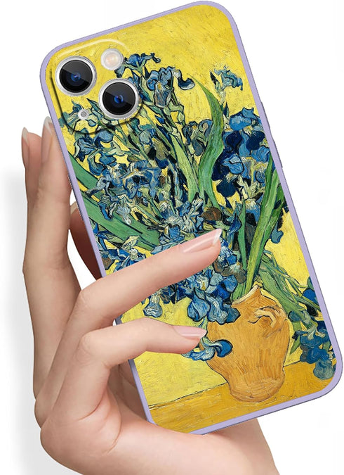 iPhone 14 Plus Case, Flower Irises by Van Gogh Aesthetic Retro Waterproof Slim Phone Cover for iPhone 14 Plus