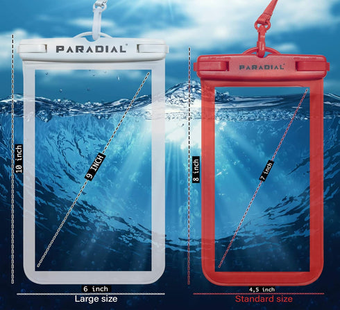 2 Packs Waterproof Cell Phone Cases with Lanyards - IPX8 Dry Bag Large & Standard Holders for Water Activity Phone