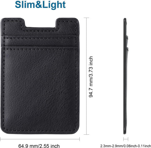 Phone Wallet Stick on, 2Pack Phone Card Holder for Back of Phone Case, Leather Credit Card Holder for Cell Phone Sticky