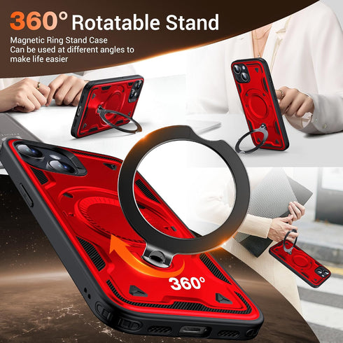 WYUIC 15 10ft 360 15 Designed for iPhone Magnetic Case, Compatible with Magsafe, Drop Test Hard Rugged, Rotating Ring