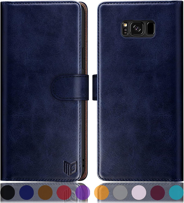 SUANPOT for Samsung Galaxy S8 5.8" - RFID Blocking Leather Wallet Case, Credit Card Holder, Shockproof Cover for