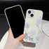 Artistic Blue Tulip Flower Soft Case for iPhone 14 Pro Max (Beige)