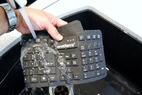 WetKeys Professional-Grade Full-Size Flexible Silicone Washable Keyboard (USB) (PS/2) (Black) | Soft-Touch Comfort