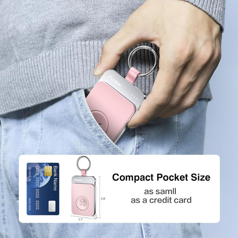 Portable Wireless Charger for Apple Watch Series 9/8/UItra/7/6/5/4/3/2/SE, 1500mAh Magnetic Keychain Charger, Pink