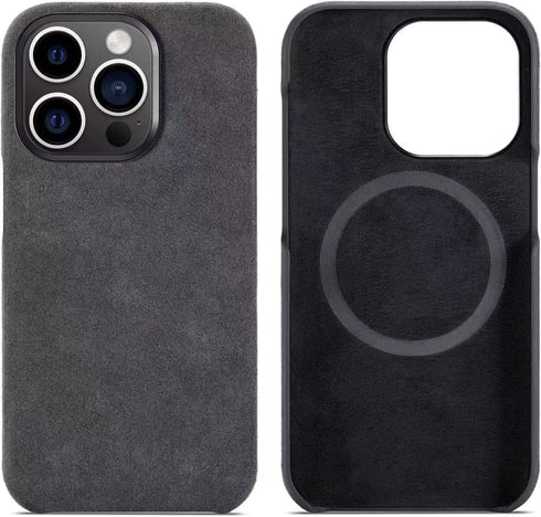 Alcantara Apple iPhone 13 Series Phone Case - Handmade Half Wrap Suede Fabric, Wireless Charging Compatible