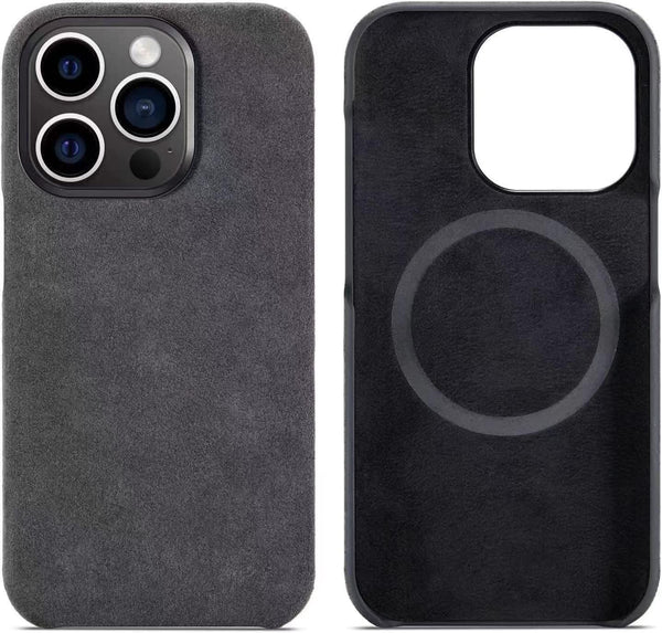 Alcantara Apple iPhone 13 Series Phone Case - Handmade Half Wrap Suede Fabric, Wireless Charging Compatible
