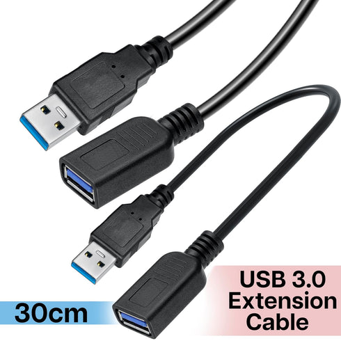 6 Pack 1 3.0 3.0 SaiTech IT Short Length Feet USB Extension Cable, USB A Male to Female Extender - Black