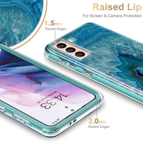 Esdot Case for Samsung Galaxy S21 Plus, Military Grade Rugged Cover with Fashionable Designs for Women, Agate Stone