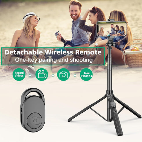 70.6" Phone Tripod Stand & Selfie Stick, Extendable Cell Phone Tripod with Remote and Holder for Selfie/Video