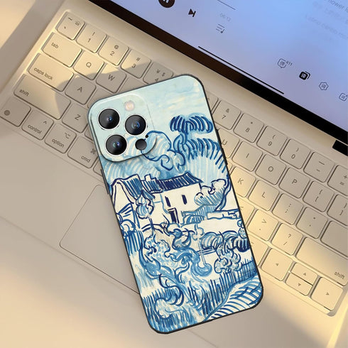 Compatible with iPhone 14 Pro Max Case, Van Gogh Abstract Blue Lines Impression Landscape Phone Case, Aesthetic Vintage Phone Cover