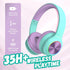 PowerLocus PLED Kids Bluetooth Headphones, Wireless with LED Lights, Safe Volume, Micro SD, AUX Cable, Hi-Fi Stereo