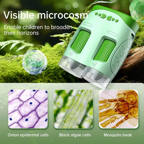 Electronic Microscope for Kids, 3-in-1 Handheld 800X Microscope with 2" LCD Screen, USB Connect to PC, 32GB Card