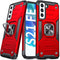Anqrp Galaxy S21 FE Case - Military Grade Protective Cover with Rotatable Metal Ring Kickstand, Red