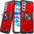 Anqrp Galaxy S21 FE Case - Military Grade Protective Cover with Rotatable Metal Ring Kickstand, Red