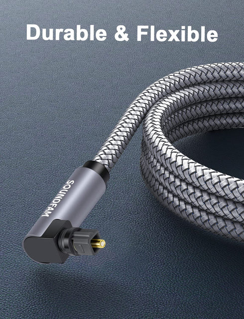 90 10ft/3M 360 Degree Optical Audio Cable Double Right Angle Optical Cable Degree Free-Rotating Plug Digital Audio