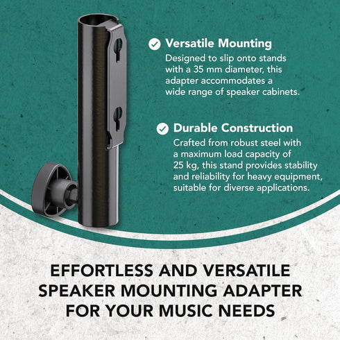 K&M Konig & Meyer Black Speaker Stand Adapter, Durable Solid Steel Construction, Light Adapter for Backdrop Stand