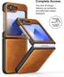 Foluu Samsung Galaxy Z Flip 6 5G Case, Yellow Leather + Hard PC Shell Ultra Thin Slim Durable Protective Cover