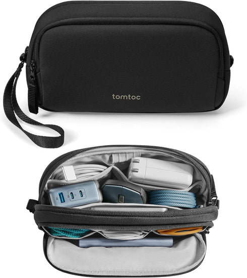 tomtoc Electronic Organizer Travel Case, Water Resistant Dual Compartment Tech Pouch Cable