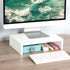 14.2 inch (White-14.2 inch) TEAMIX White Monitor Stand Riser, Wood Monitor Riser with Storage for Desk Small Monitor