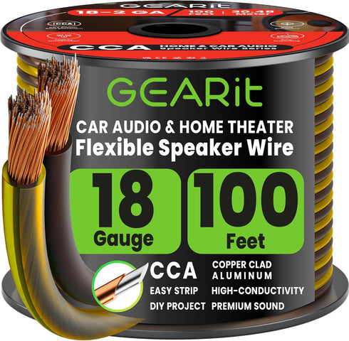 GEARit Speaker Wire 18 Gauge 100 ft,Speaker Cable with Foot Markers &