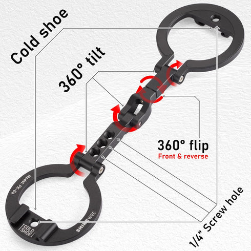 SHINEWEE 360 Stand,1/4" Dual Magnetic Ring Phone Mount - Foldable Rotation CNC Aluminum Screw,Cold Shoe Interface
