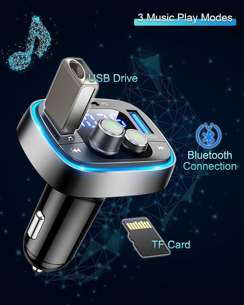 LIHAN USB C Bluetooth Adapter for Car, AUX Wireless FM Radio Transmitter, Handsfree Calling & Audio Receiver