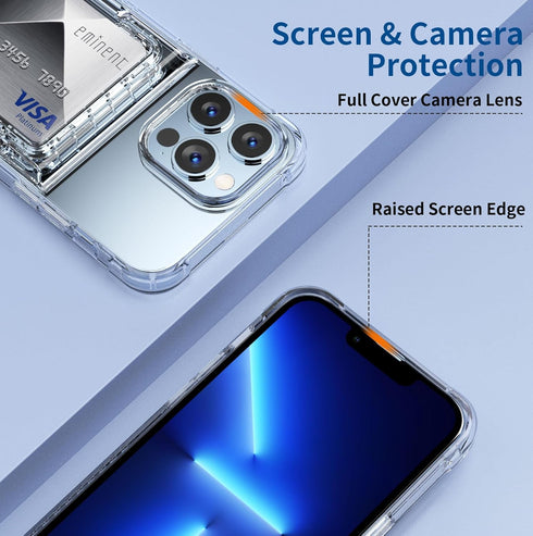 iPhone 13 Pro Max Clear Wallet Case - Heavy Duty, Shockproof, Anti-Scratch, Anti-Yellow, with Credit Card Holder, 6.7"