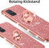 nancheng Cute Girls Women Glitter Silicone Phone Case for Samsung Galaxy A71 5G with Ring Stand Strap Lanyard - Rose