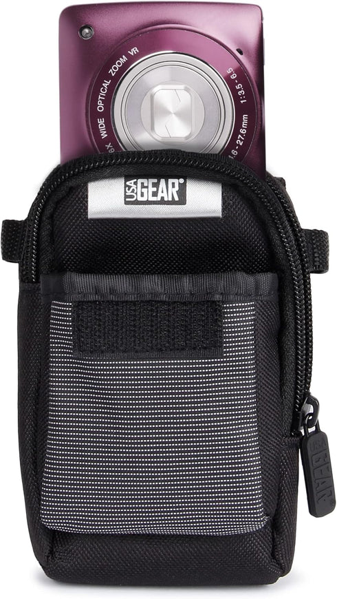 USA Gear Small Camera Bag for Ricoh GR III, Sony Cybershot, Nikon Coolpix, Kodak Pixpro FZ55 - Weather Resistant