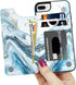 LETO for iPhone 8 Plus Case, iPhone 7 Plus Flip Folio Leather Wallet Cover with Opal Blue Marble Designs, Card Slots